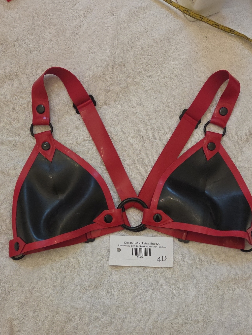 Brand New - Latex Harness Bra- Deadly Couture Bra #20 Size M